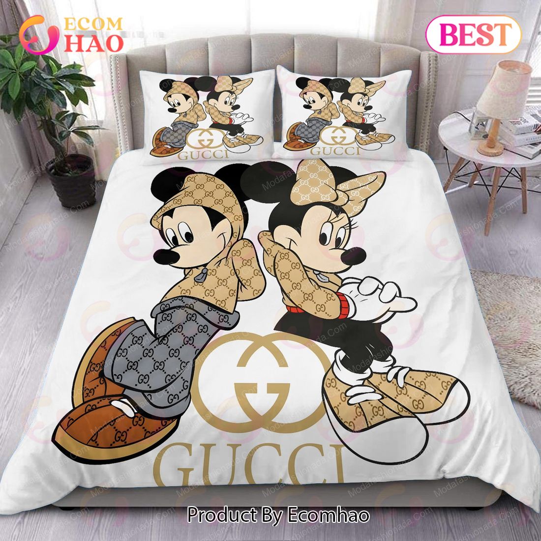 Gucci Mickey Mouse Wallpapers Luxury Brand Model Bedding Set Home Decoration Bedding Sets Luxury Items