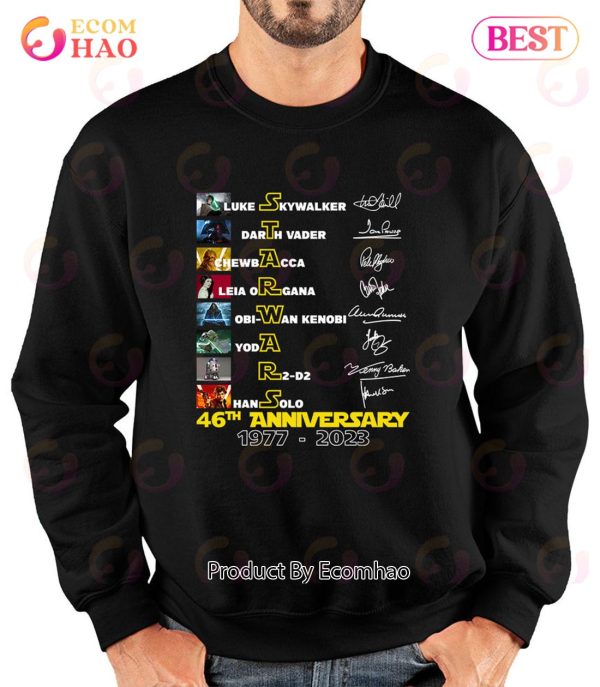 Star Wars 46th Anniversary 1977-2023 All Characters Signatures Disney Star Wars Day Anniversary T-Shirt