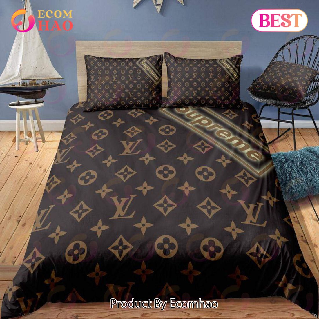 Louis Vuitton x Supreme Luxury Bedroom Duvet Cover Louis Vuitton