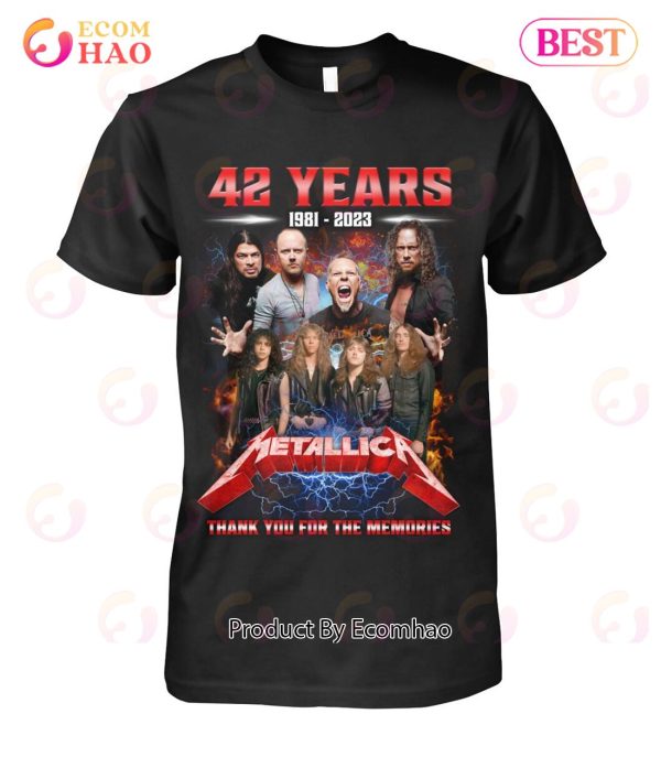 42 Years 1981 – 2023 Metallica Thank You For The Memories Red Tone T-Shirt