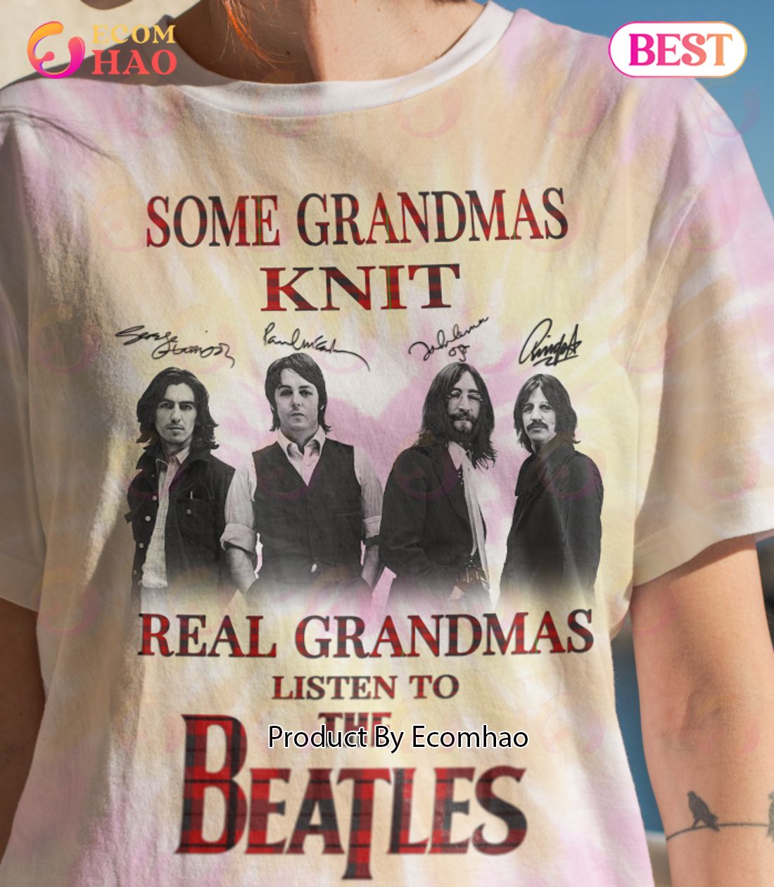 Some Grandmas Knit Real Grandmas Listen To The Beatles T-Shirt Luxury Items