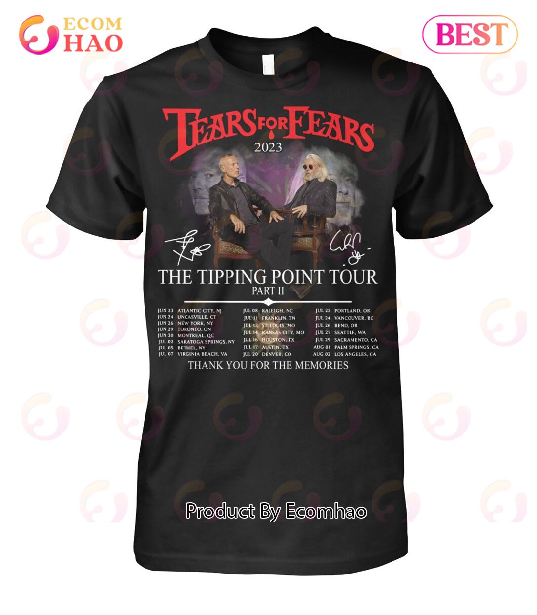 Tears For Fears 2023 The Tipping Point Tour Part II Thank You For The Memories T-Shirt