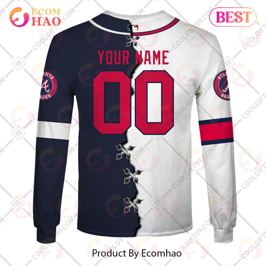 MLB Atlanta Braves Mix Jersey Custom Personalized Hoodie Shirt