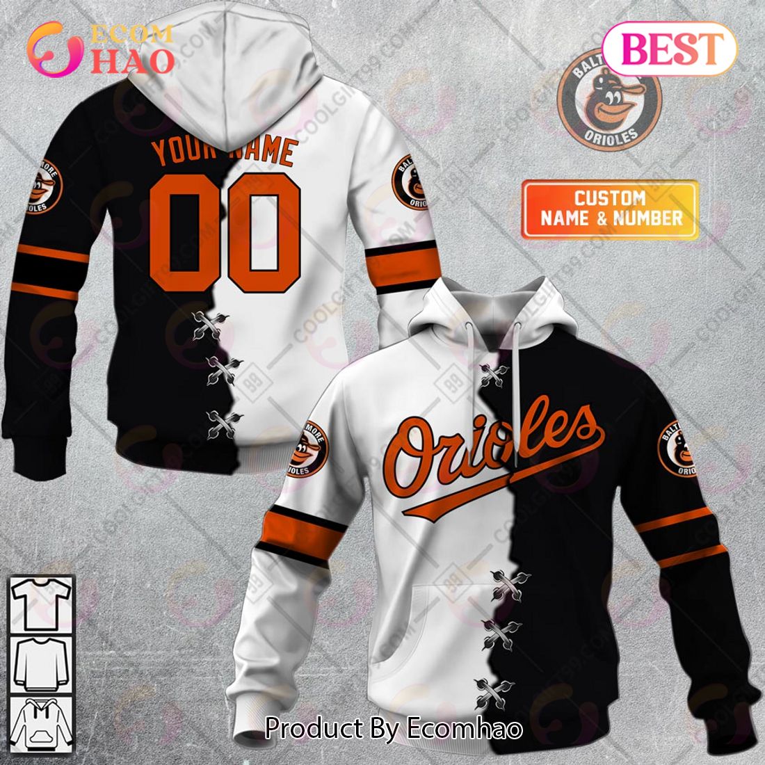 Baltimore Orioles MLB Logo And Camo Pattern All Over Print 3D Hoodie