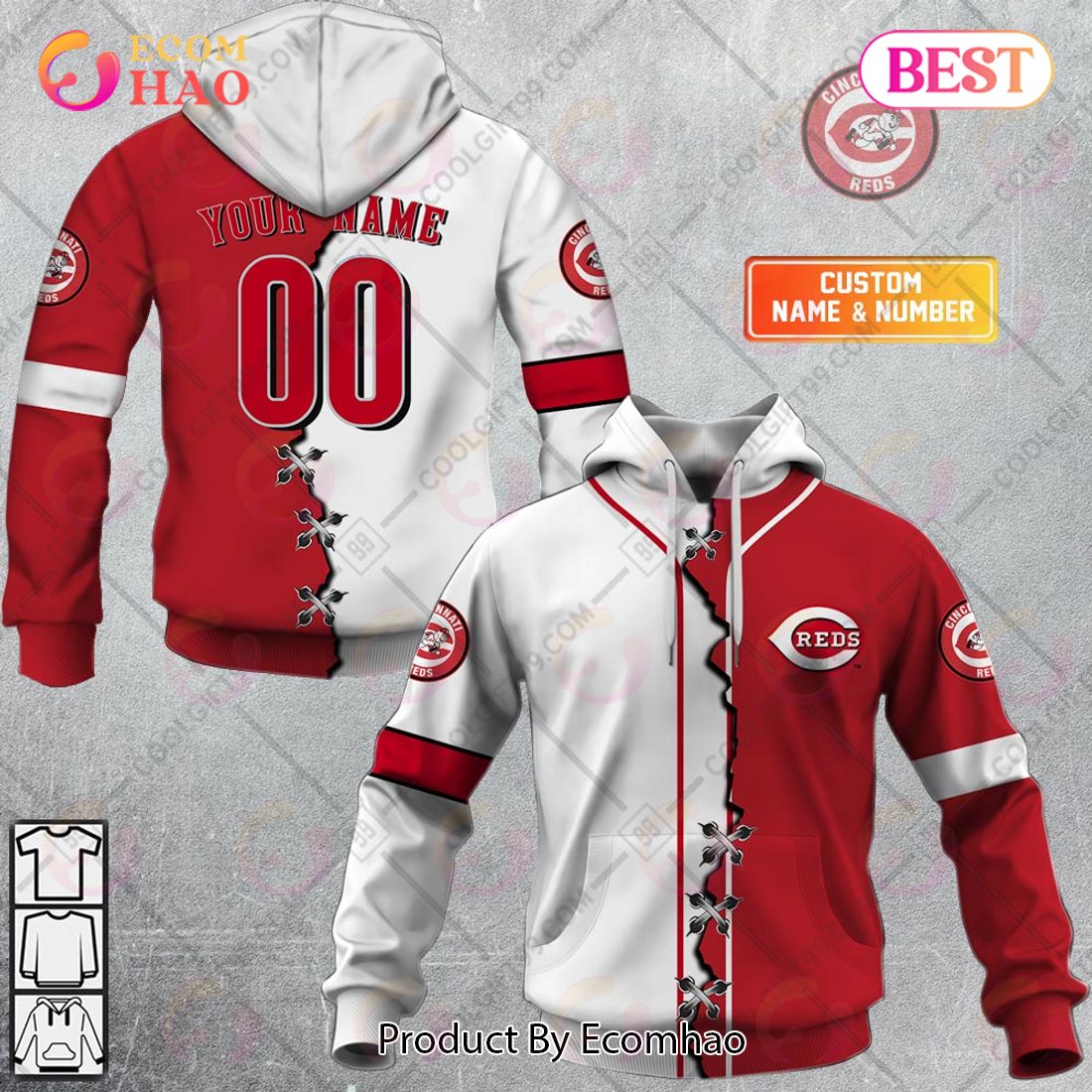 SALE] Personalized MLB Cincinnati Reds Home Jersey Style Sweater Hoodie 3D  - Beetrendstore Store