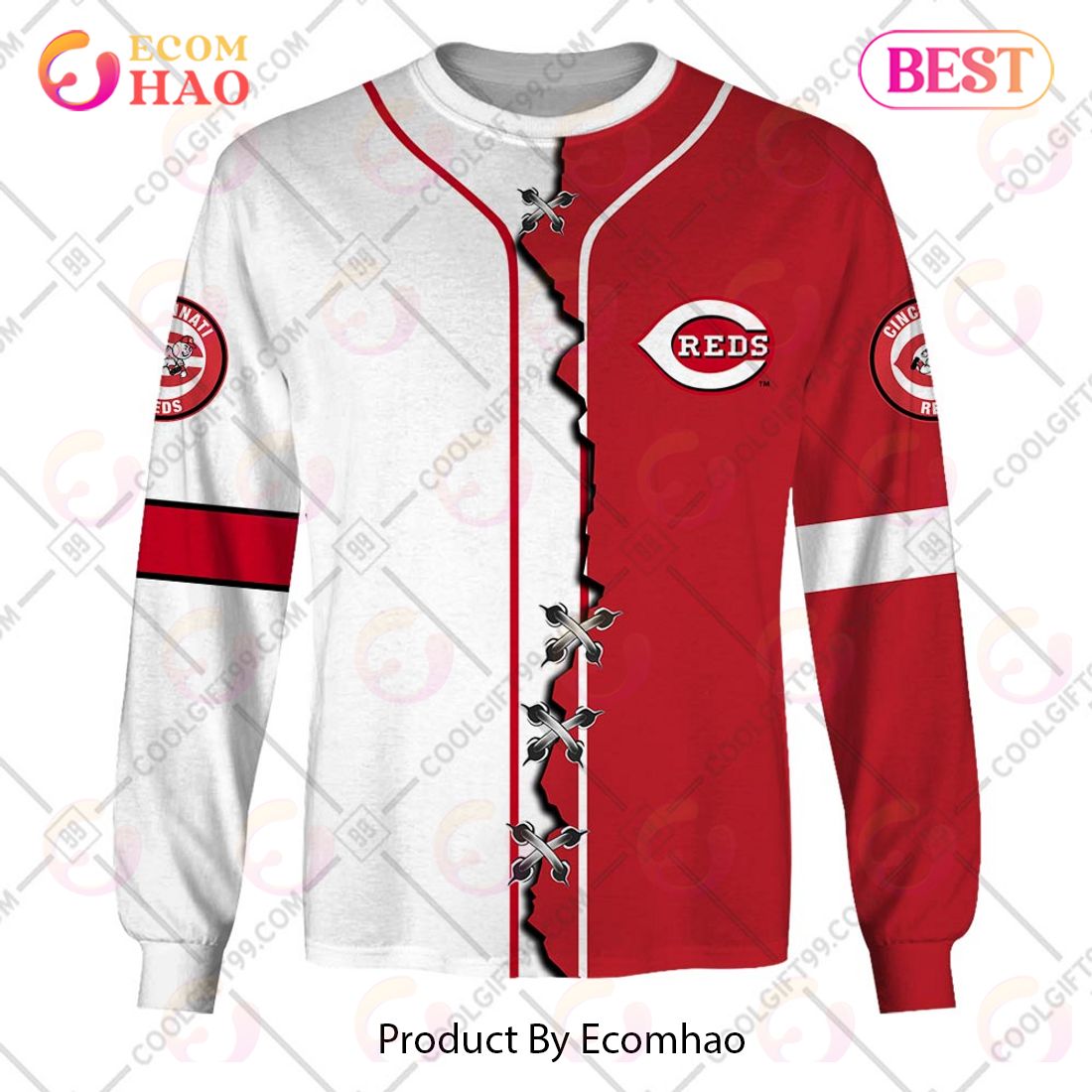 SALE] Personalized MLB Cincinnati Reds Home Jersey Style Sweater Hoodie 3D  - Beetrendstore Store