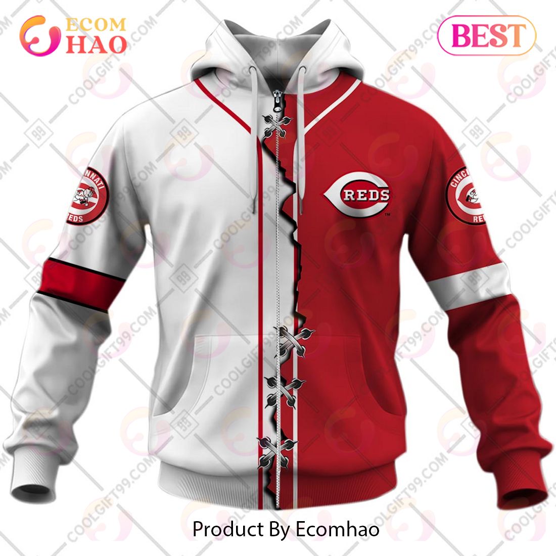 SALE] Personalized MLB Cincinnati Reds Home Jersey Style Sweater Hoodie 3D  - Beetrendstore Store