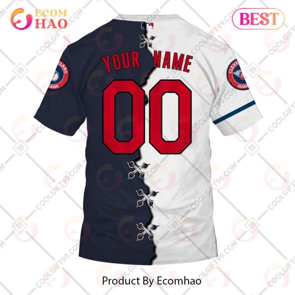 Personalized MLB Cleveland Guardians Mix Jersey 3D Hoodie