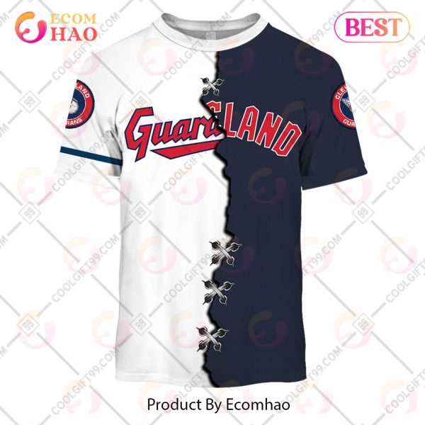 Personalized MLB Cleveland Guardians Mix Jersey 3D Hoodie