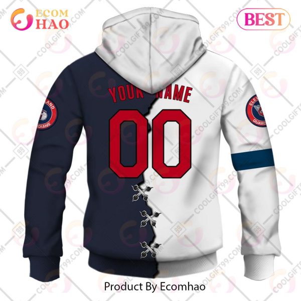 Personalized MLB Cleveland Guardians Mix Jersey 3D Hoodie