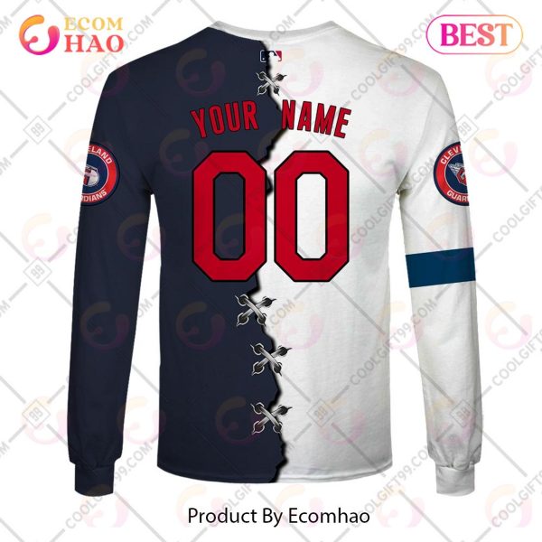 Personalized MLB Cleveland Guardians Mix Jersey 3D Hoodie