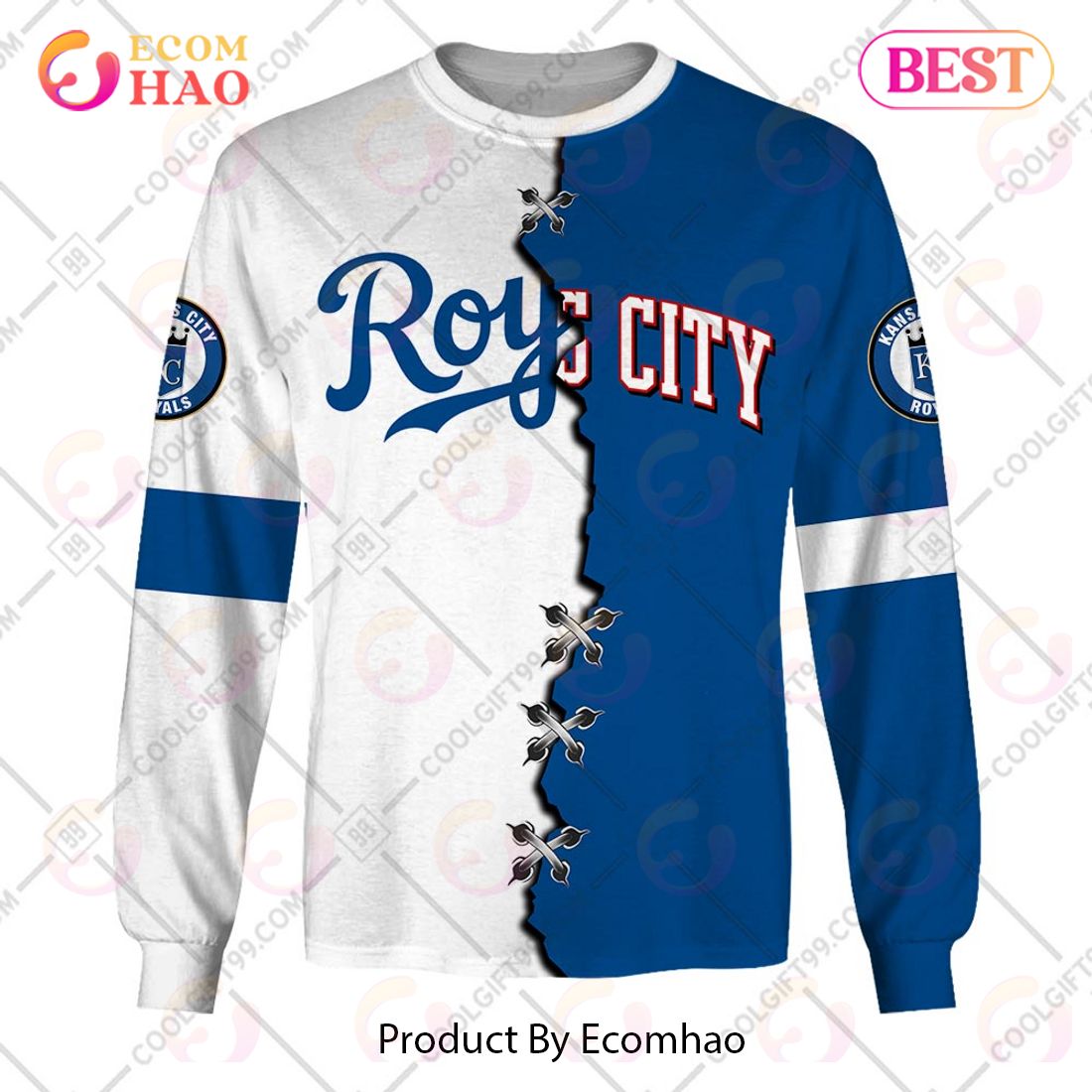 MLB Kansas City Royals Mix Jersey Custom Personalized Hoodie Shirt - Growkoc