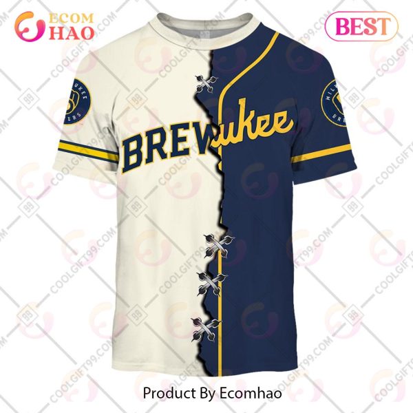 Personalized MLB Milwaukee Brewers Mix Jersey 3D Hoodie