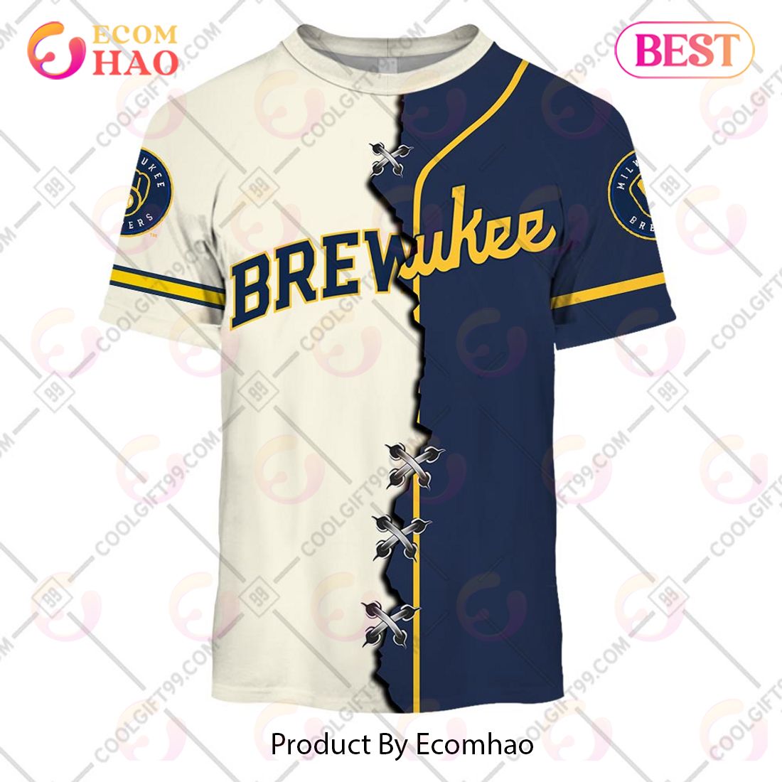 MLB Milwaukee Brewers Mix Jersey Custom Personalized Hoodie Shirt