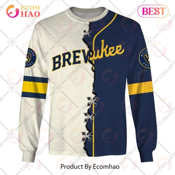 Personalized MLB Milwaukee Brewers Mix Jersey 3D Hoodie