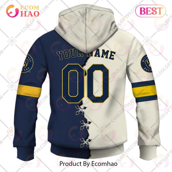 Personalized MLB Milwaukee Brewers Mix Jersey 3D Hoodie