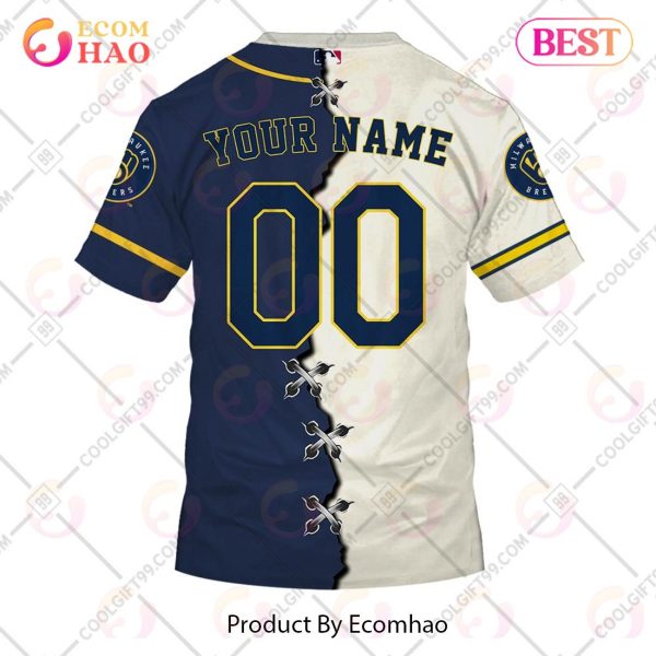 Personalized MLB Milwaukee Brewers Mix Jersey 3D Hoodie