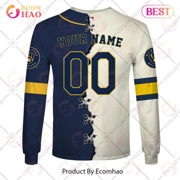 Personalized MLB Milwaukee Brewers Mix Jersey 3D Hoodie