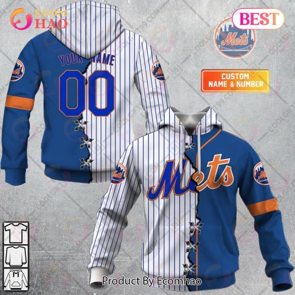 Personalized MLB New York Mets Mix Jersey 3D Hoodie
