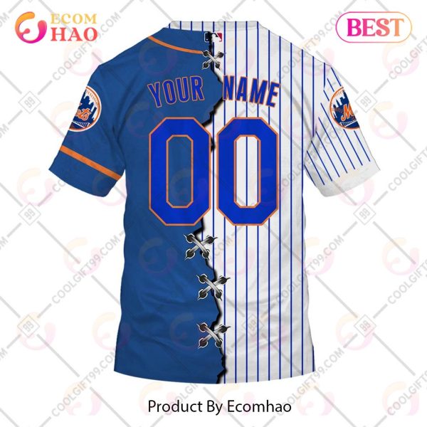 Personalized MLB New York Mets Mix Jersey 3D Hoodie