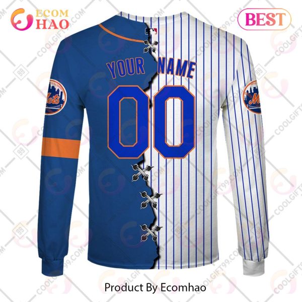 Personalized MLB New York Mets Mix Jersey 3D Hoodie