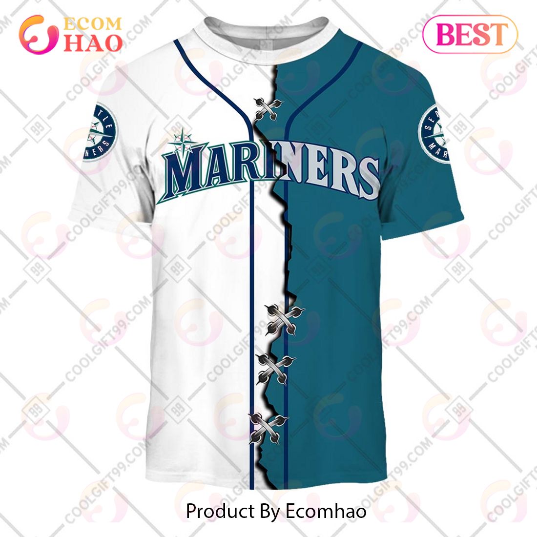 SALE] Personalized MLB Seattle Mariners Home Jersey Style Sweater Hoodie 3D  - Beetrendstore Store