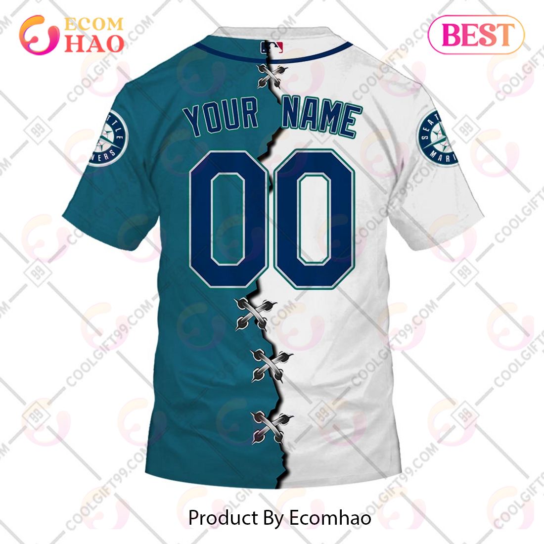 SALE] Personalized MLB Seattle Mariners Home Jersey Style Sweater Hoodie 3D  - Beetrendstore Store