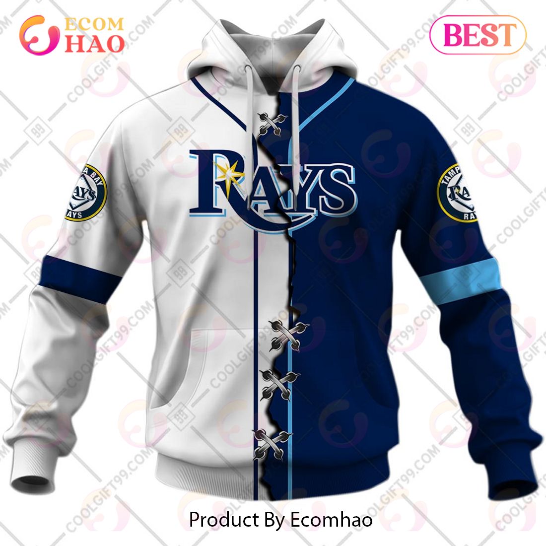 Personalized MLB Tampa Bay Rays Mix Jersey 3D Hoodie