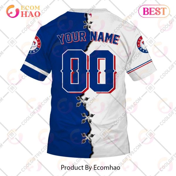 Personalized MLB Texas Rangers Mix Jersey 3D Hoodie
