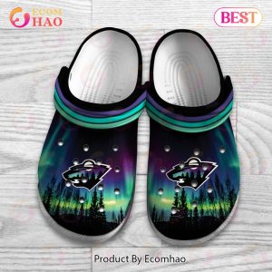 NHL Minnesota Wild Special Crocs Design With Northern Lights