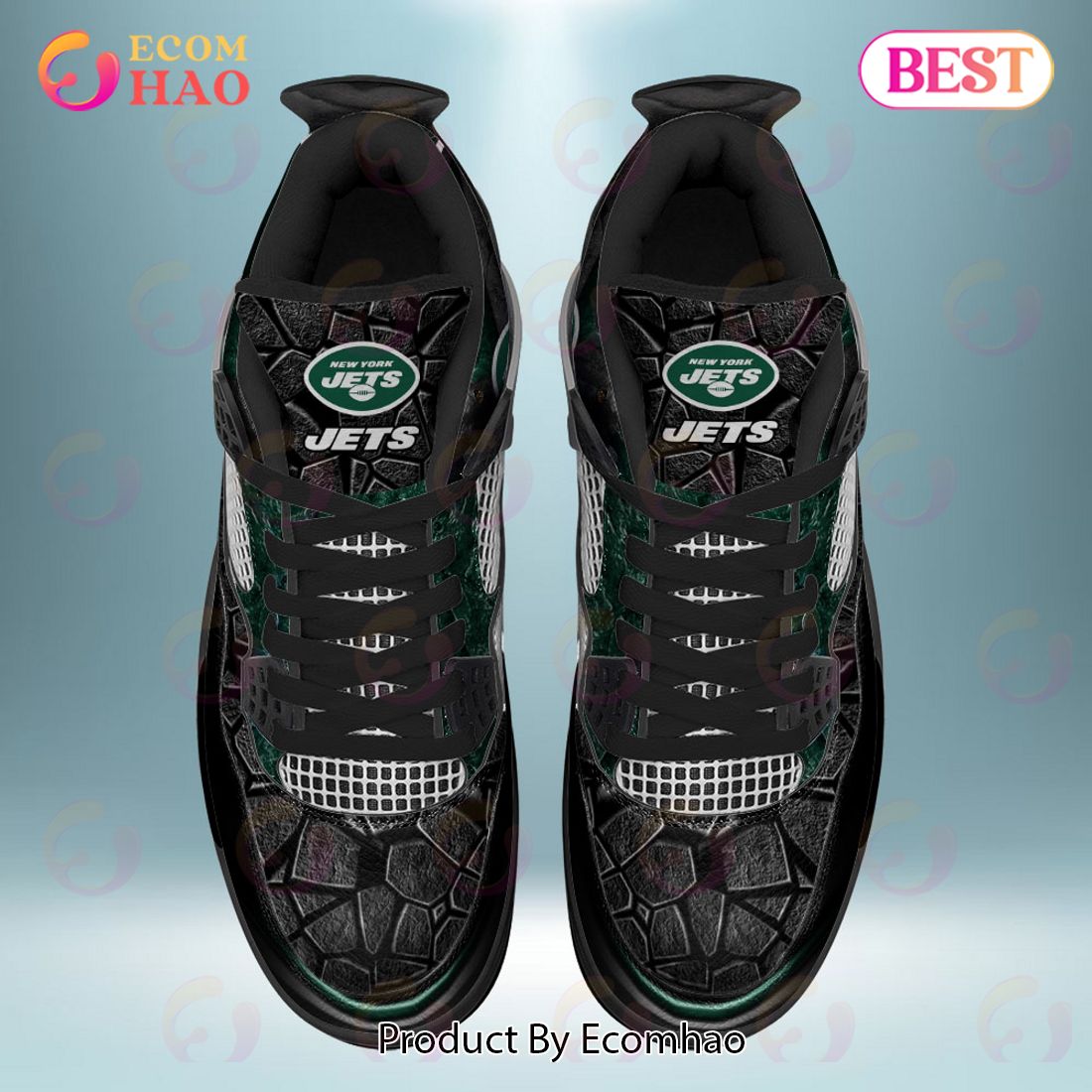 New York Jets Camouflage Pattern Custom Air Jordan 4 - Reallgraphics