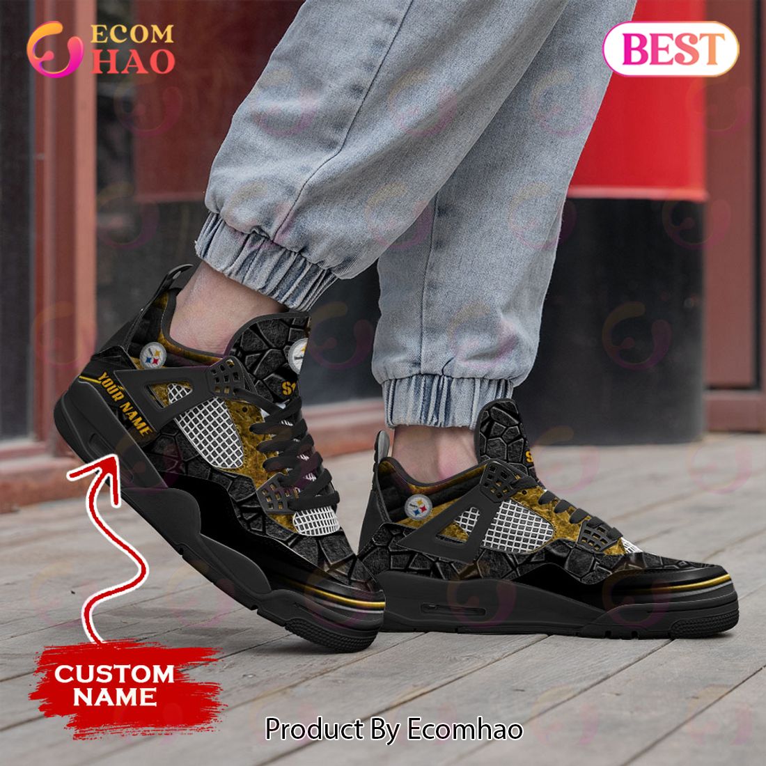 Custom Name Pittsburgh Steelers Mom Leopard Pattern Air Jordan