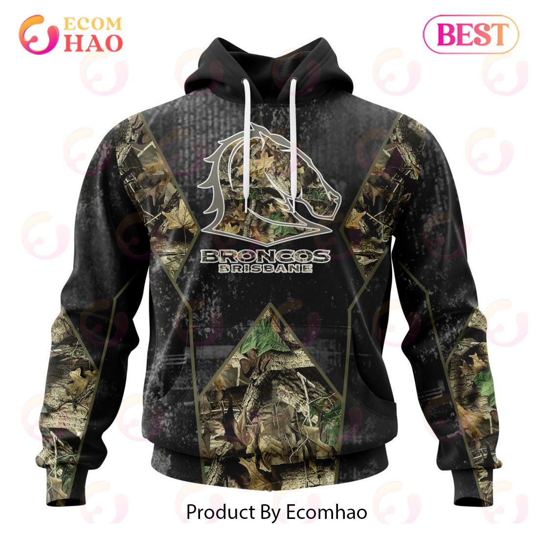 Personalized NRL Brisbane Broncos Special Camo Hunting Design 3D Hoodie