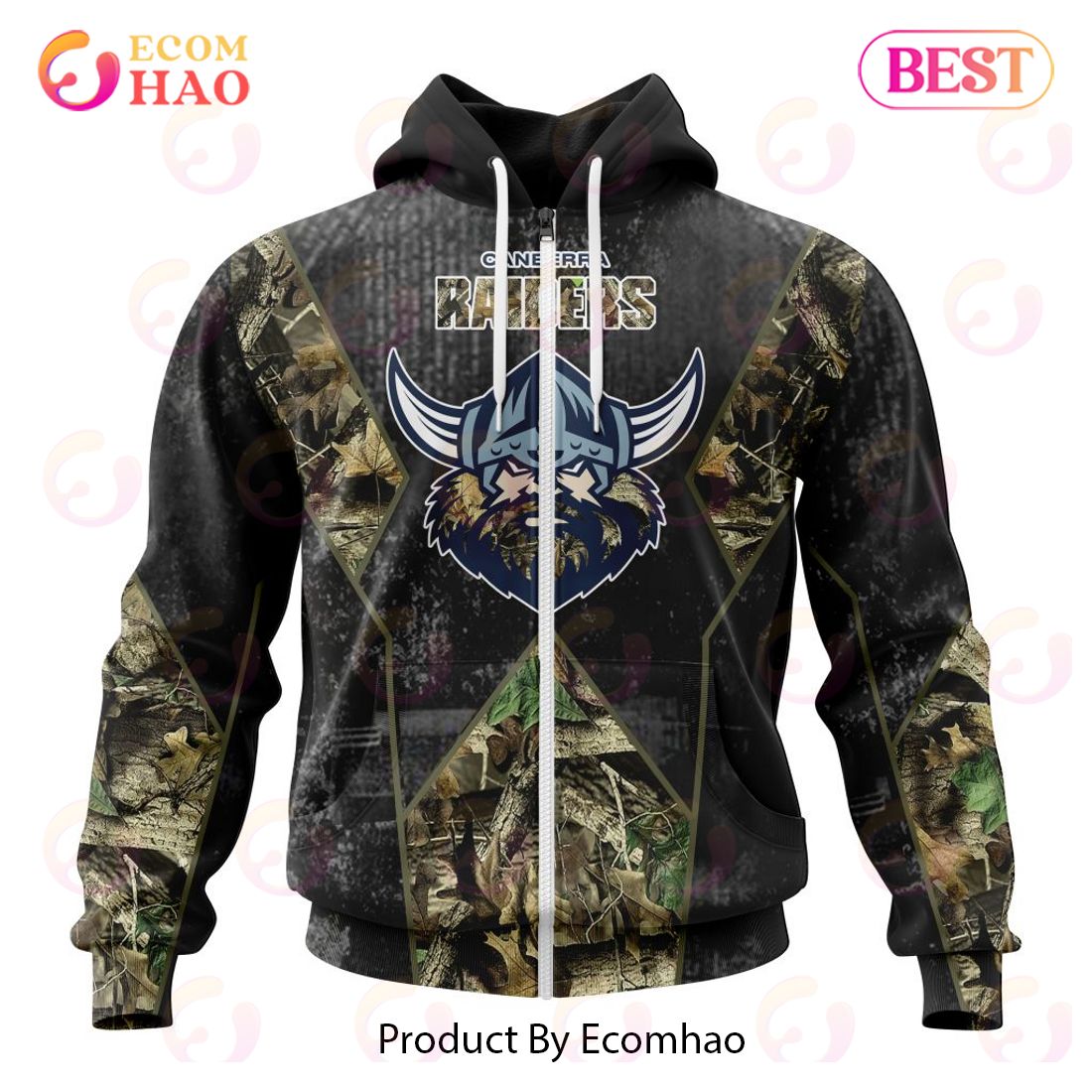 Personalized NRL Canberra Raiders Special Camo Hunting Design 3D Hoodie