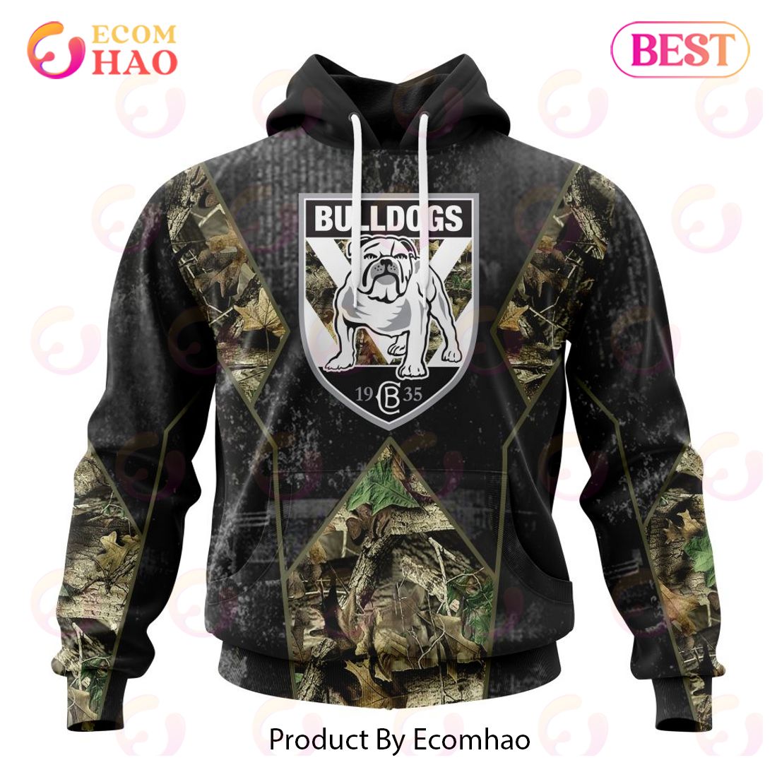 Personalized NRL Canterbury-Bankstown Bulldogs Special Camo Hunting Design 3D Hoodie