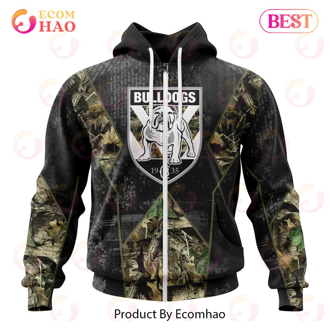 Personalized NRL Canterbury-Bankstown Bulldogs Special Camo Hunting Design 3D Hoodie