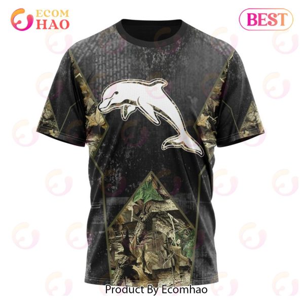 Personalized NRL Dolphins Special Camo Hunting Design 3D Hoodie