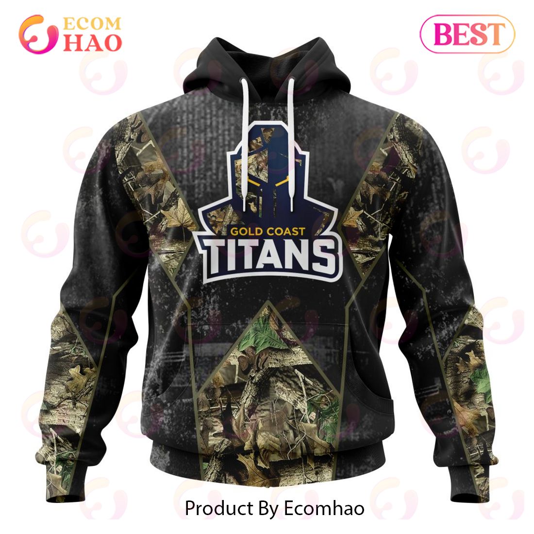 Personalized NRL Gold Coast Titans Special Camo Hunting Design 3D Hoodie