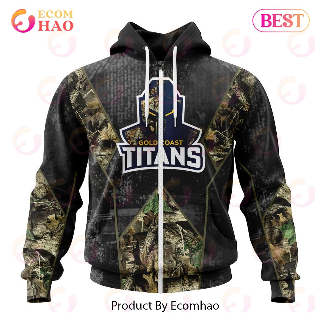 Personalized NRL Gold Coast Titans Special Camo Hunting Design 3D Hoodie