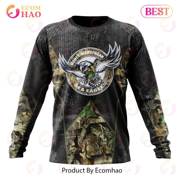 Personalized NRL Manly Warringah Sea Eagles Special Camo Hunting Design 3D Hoodie