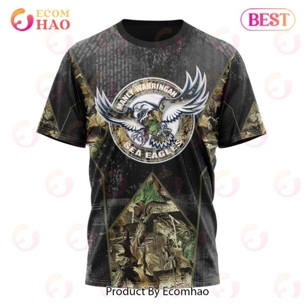 Personalized NRL Manly Warringah Sea Eagles Special Camo Hunting Design 3D Hoodie