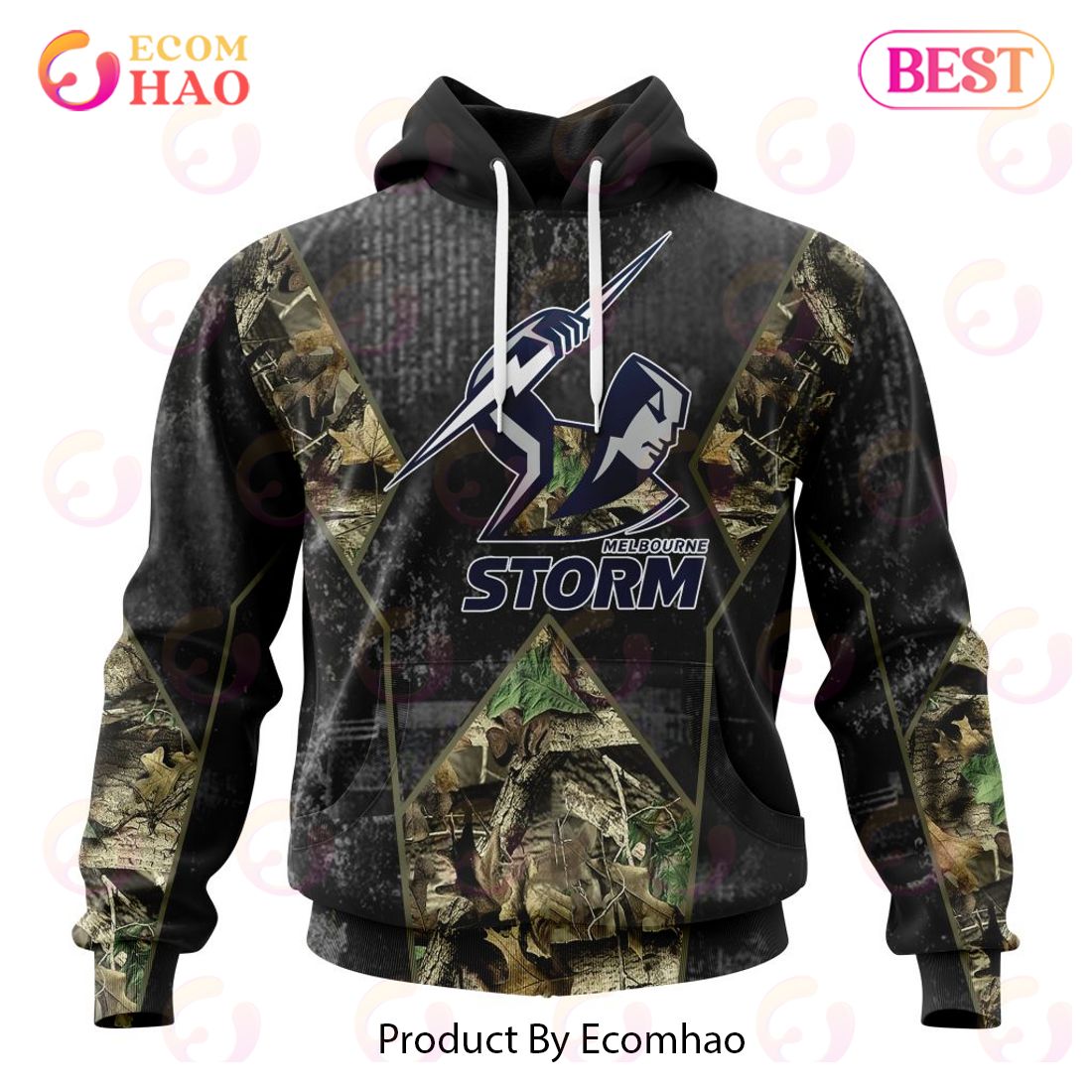 Personalized NRL Melbourne Storm Special Camo Hunting Design 3D Hoodie