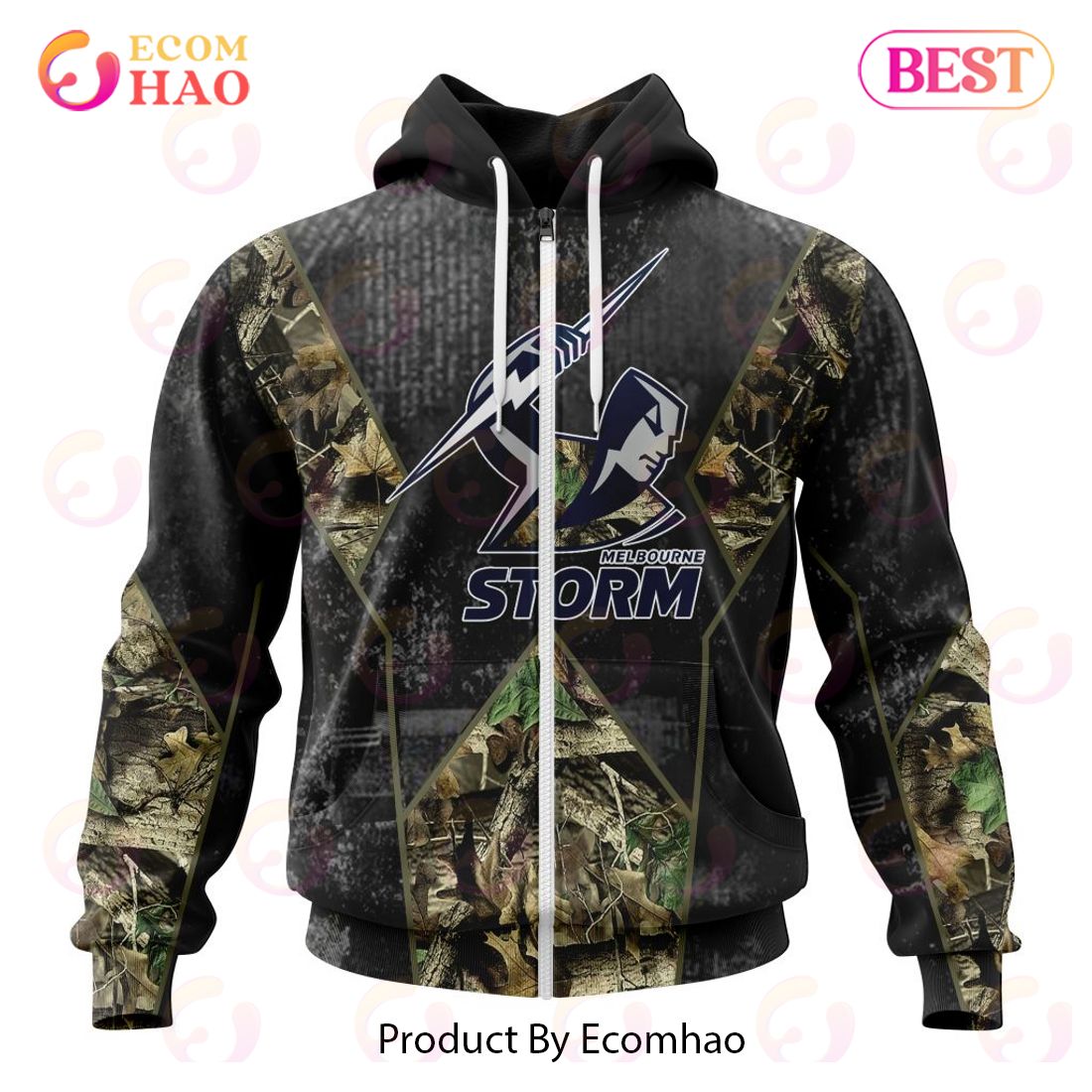 Personalized NRL Melbourne Storm Special Camo Hunting Design 3D Hoodie