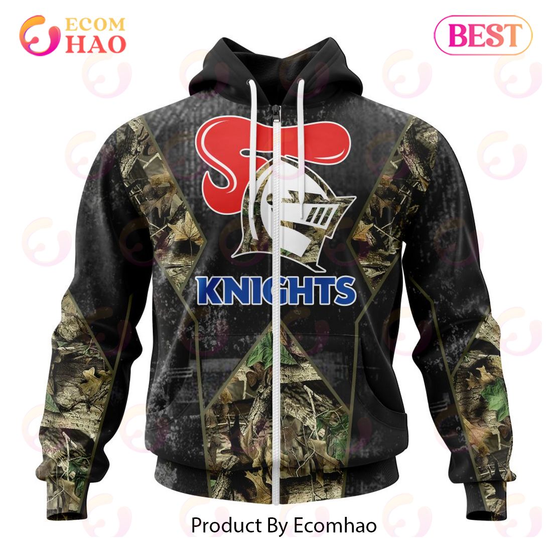 Personalized NRL Newcastle Knights Special Camo Hunting Design 3D Hoodie