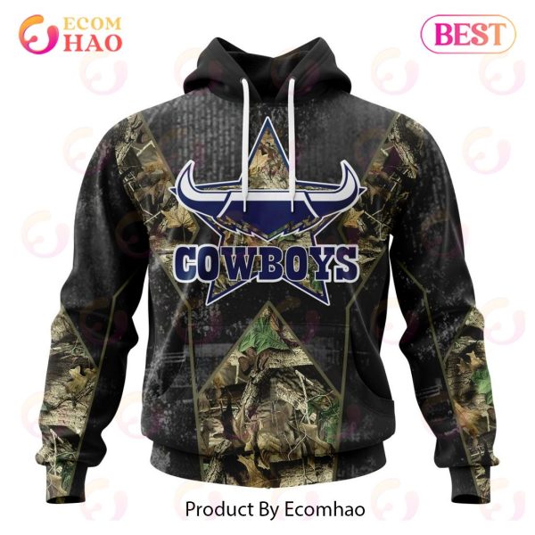 Personalized NRL North Queensland Cowboys Special Camo Hunting Design 3D Hoodie