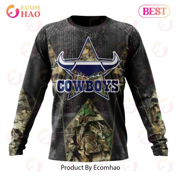 Personalized NRL North Queensland Cowboys Special Camo Hunting Design 3D Hoodie
