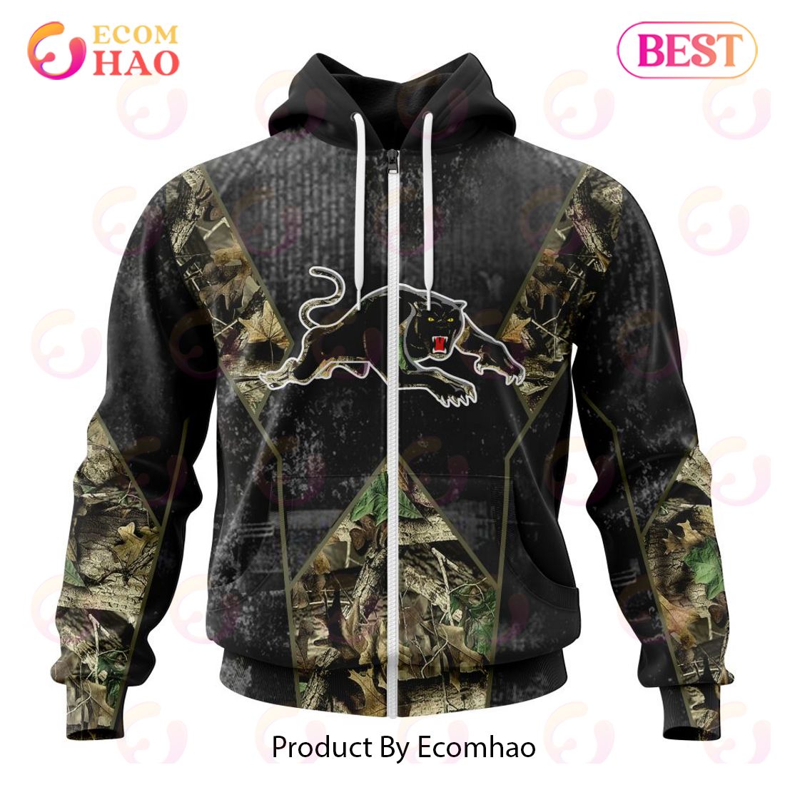 Personalized NRL Penrith Panthers Special Camo Hunting Design 3D Hoodie