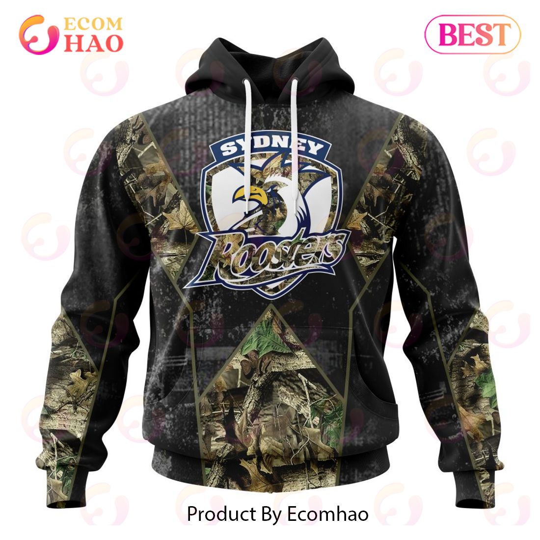 Personalized NRL Sydney Roosters Special Camo Hunting Design 3D Hoodie