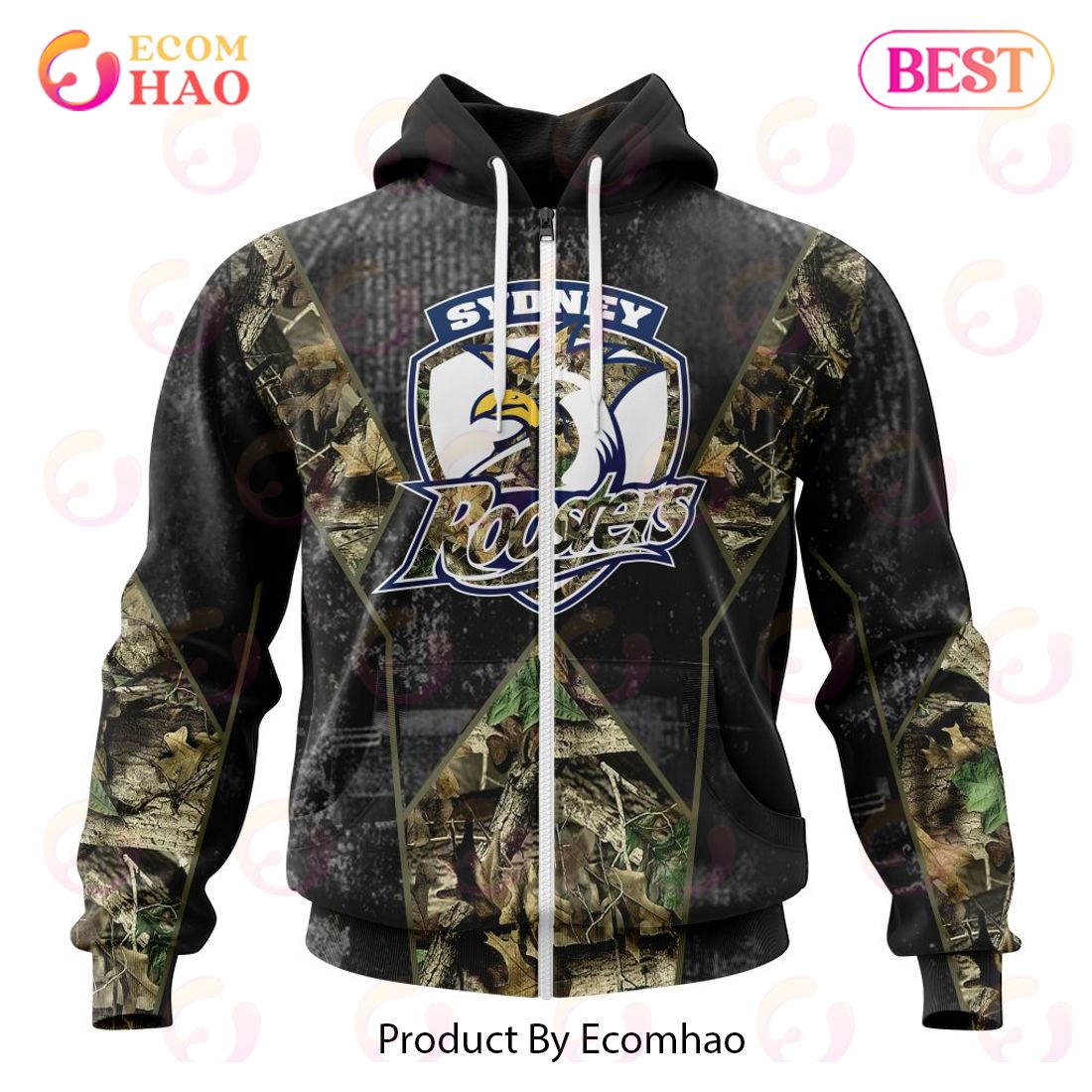 Personalized NRL Sydney Roosters Special Camo Hunting Design 3D Hoodie