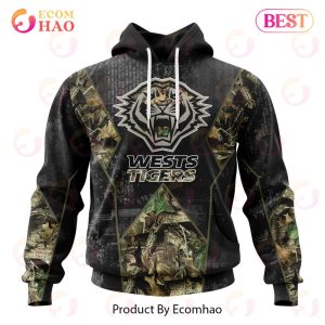 Personalized NRL Wests Tigers Special Camo Hunting Design 3D Hoodie